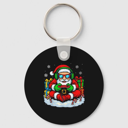 Christmas Gamer Boys Video Game Xmas Funny Santa G Sleutelhanger (Voorkant)
