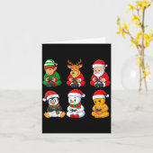 Christmas Gamer Boys Video Games Santa Elf Reindee Kaart (Gele Bloem)