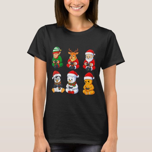 Christmas Gamer Boys Video Games Santa Elf Reindee T-shirt (Voorkant)