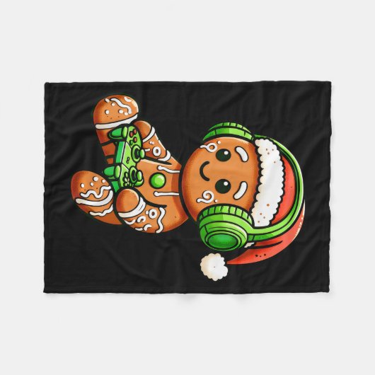 Christmas Gamer Gingerbread Santa Hat Xmas Gaming  Fleece Deken (Voorkant (Horizontaal))