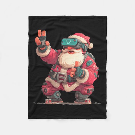 Christmas Gamer Look With This Cool Vr Santa Claus Fleece Deken (Voorkant)