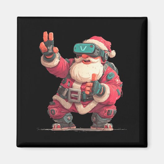Christmas Gamer Look With This Cool Vr Santa Claus Magneet (Voorkant)