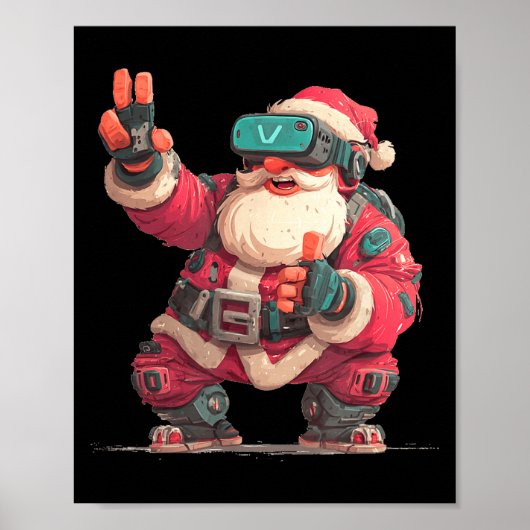 Christmas Gamer Look With This Cool Vr Santa Claus Poster (Voorkant)