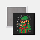 Christmas Gamer Retro Elf Funny Xmas Gaming Boys K Magneet (Voorkant / Achterkant)