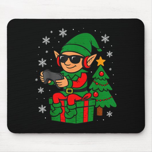 Christmas Gamer Retro Elf Funny Xmas Gaming Boys K Muismat (Voorkant)