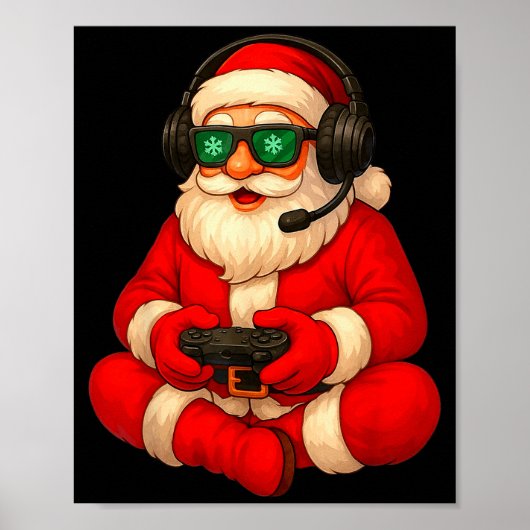 Christmas Gamer Santa Video Game Gaming Boys Men K Poster (Voorkant)