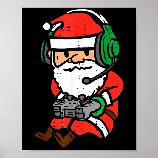 Christmas Gamer Santa Xmas Gaming Men Boys Kids Yo Poster (Voorkant)