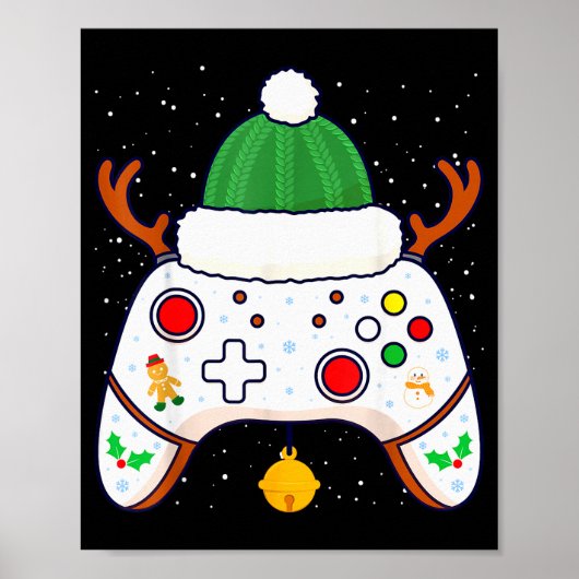 Christmas Gamer Video Game Controller Gamepad  Poster (Voorkant)