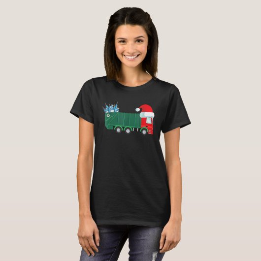 Christmas Garbage Truck Vaccinated For Boys Kids T T-shirt (Voorkant volledig)