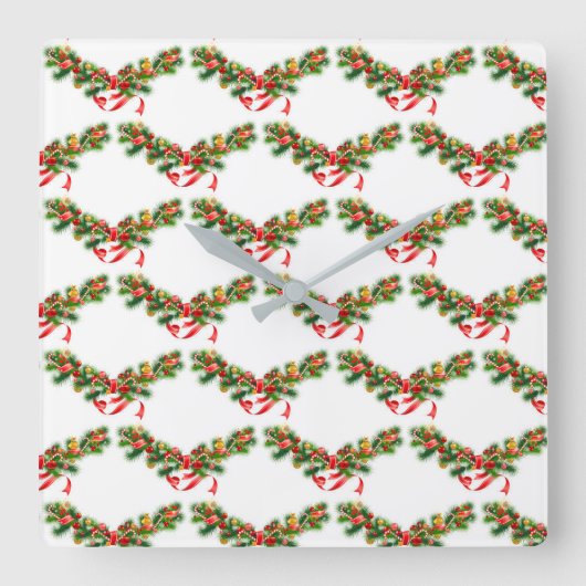 **CHRISTMAS GARLAND** CHRISTMAS CLOCK VIERKANTE KLOK (Voorkant)