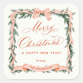 Christmas GARLAND Christmas Lijst Vierkante Sticker (Voorkant)