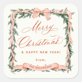 Christmas GARLAND Christmas Lijst Vierkante Sticker