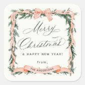 Christmas GARLAND Christmas Lijst Vierkante Sticker (Voorkant)