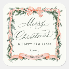 Christmas GARLAND Christmas Lijst Vierkante Sticker