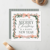 Christmas Garland Frame Holiday Notitiekaartje (Voorkant / Achterkant in situ)