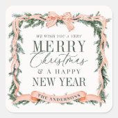 Christmas Garland Frame Holiday Vierkante Sticker (Voorkant)