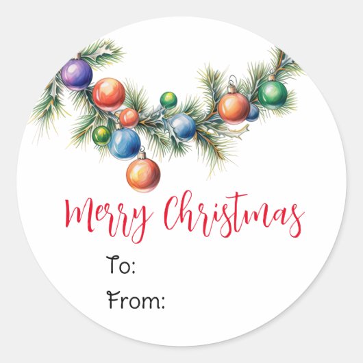 Christmas Garland Gift Label Sticker (Voorkant)