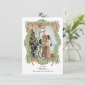 Christmas Garland Lijst Bericht Plaatsaanduiding F Feestdagenkaart (Staand voorkant)