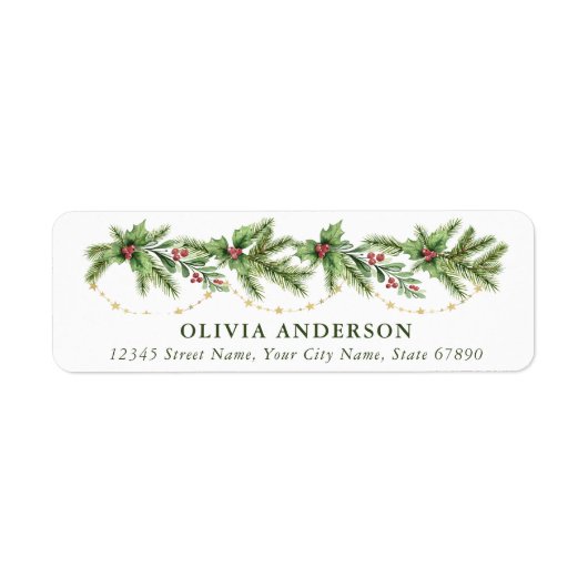 Christmas Garland Retour Adreslabels Etiket (Voorkant)