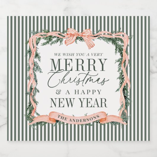 Christmas Garland Ribbon Frame Likeurfles Etiket (Enkel label)