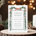 Christmas Garland Santa Baby shower Kaart<br><div class="desc">Deze elegante baby shower-uitnodiging is voorzien van een waterverf kerstpijnse slinger versierd met rode linten,  hulstbessen,  botanisch groen en stijlvolle kalligrafie. Voor meer geavanceerde aanpassing van dit ontwerp,  klikt u op de link "Aanpassen verder".</div>