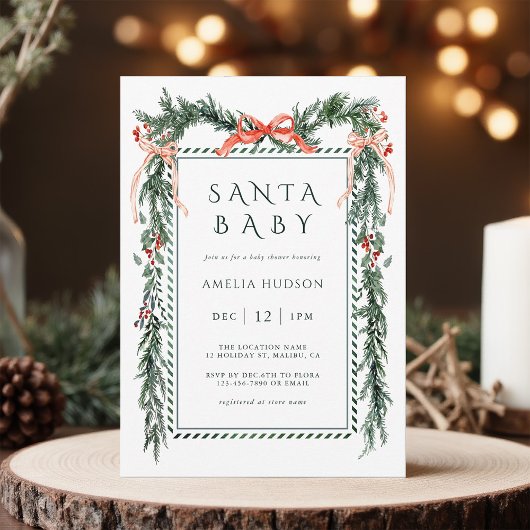 Christmas Garland Santa Baby shower Kaart