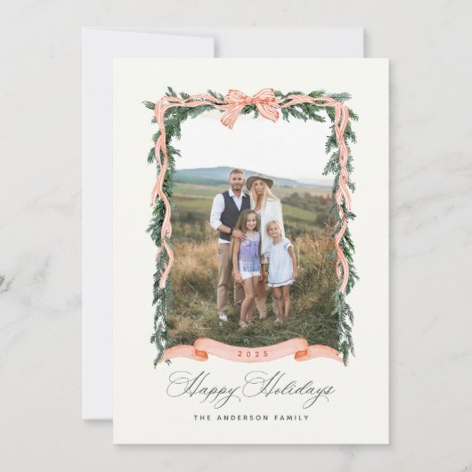 Christmas Garland Vakantie Fotokaart Feestdagenkaart (Voorkant)