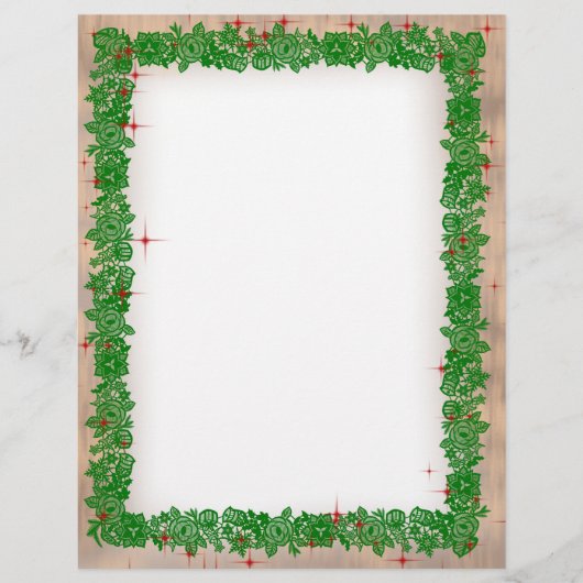 Christmas Garland with Faux Wood Stationery Briefhoofd (Voorkant)