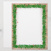 Christmas Garland with Faux Wood Stationery Briefhoofd (Voorkant / Achterkant)