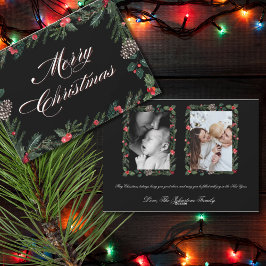 Christmas Garland with Holly 2 Photo Christmas  Feestdagenkaart