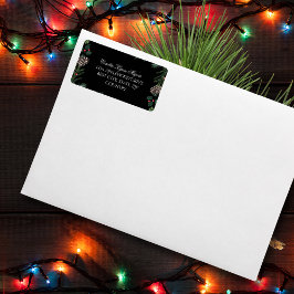 Christmas Garland with Holly Christmas Address Etiket