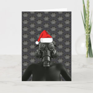 CHRISTMAS GAS MASK DARK HUMOR WENSKAART FEESTDAGEN KAART