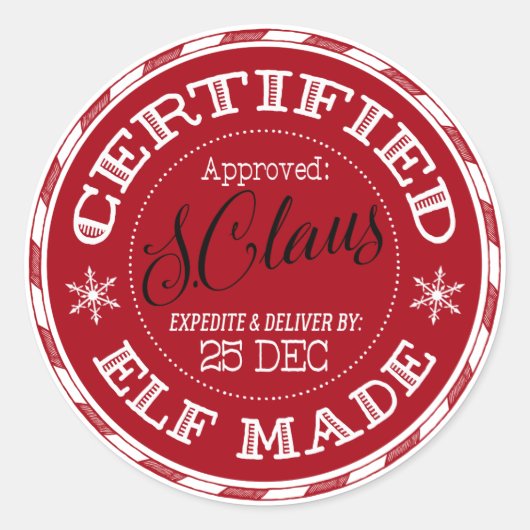 Christmas | Gecertificeerde Elf Made Ronde Sticker (Voorkant)