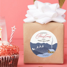 Christmas | Gelukkig nieuw jaar | Aanpasbaar voor  Ronde Sticker