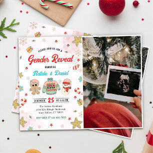 Christmas Gender Reveal Baby shower Foto Kaart