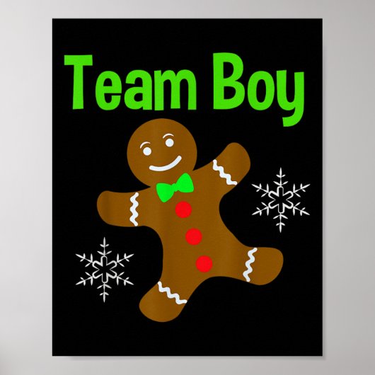 Christmas Gender Reveal Gingerbread Cookie Team Bo Poster (Voorkant)
