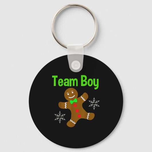 Christmas Gender Reveal Gingerbread Cookie Team Bo Sleutelhanger (Voorkant)