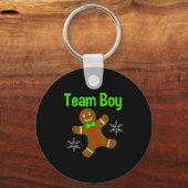 Christmas Gender Reveal Gingerbread Cookie Team Bo Sleutelhanger (Voorkant)
