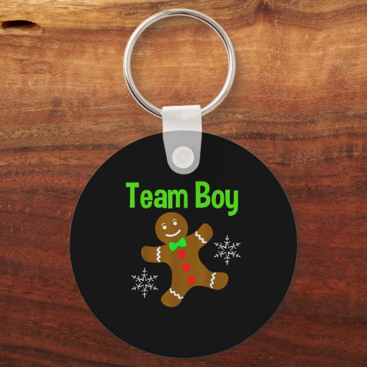 Christmas Gender Reveal Gingerbread Cookie Team Bo Sleutelhanger (Voorkant)