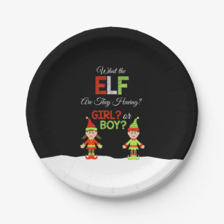 Christmas Gender Reveal Paper Borden - Elf Papieren Bordje