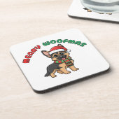 Christmas German Shepherd Coaster: Merry Woofmas Bier Onderzetter (Linkerzijde)