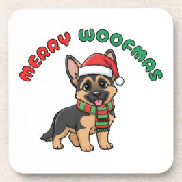 Christmas German Shepherd Coaster: Merry Woofmas Bier Onderzetter