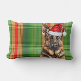 Christmas German Shepherd Red Green Plaid Holiday Kussen