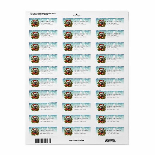 Christmas German Shepherd retouradreslabels Etiket (Full Sheet)