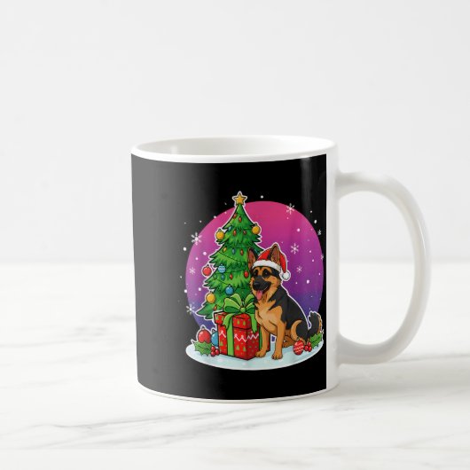 Christmas German Shepherd Santa Hat Xmas Men Women Koffiemok (Rechts)