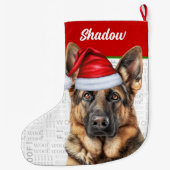 Christmas German Shepherd with Dog's Name Grote Kerstsok (Achterkant)