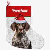 Christmas German Shorthair Pointer with Name Woof Grote Kerstsok (Voorkant)