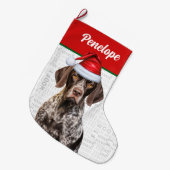 Christmas German Shorthair Pointer with Name Woof Grote Kerstsok (Voorkant (Hangend))