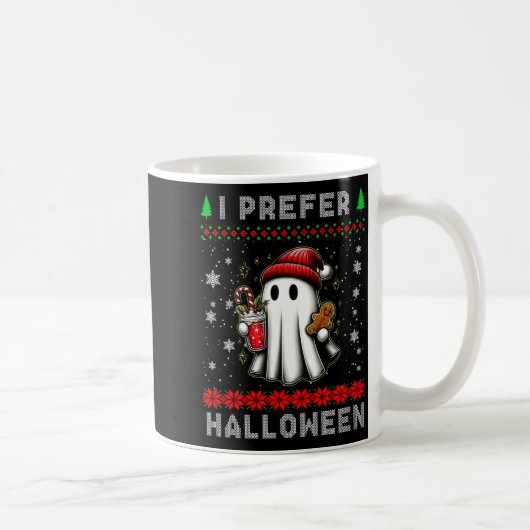 Christmas Ghost I Prefer Halloween Ugly Xmas Men W Koffiemok (Rechts)