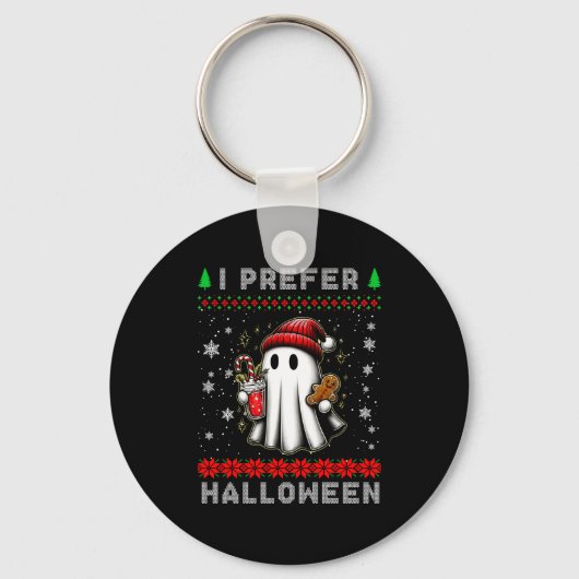Christmas Ghost I Prefer Halloween Ugly Xmas Men W Sleutelhanger (Voorkant)